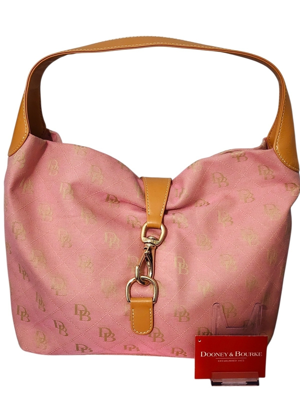 Dooney & Bourke Vintage Y2K Jacquard & Leather Large Logo Lock Sac Hobo Bag - Picture 7 of 15